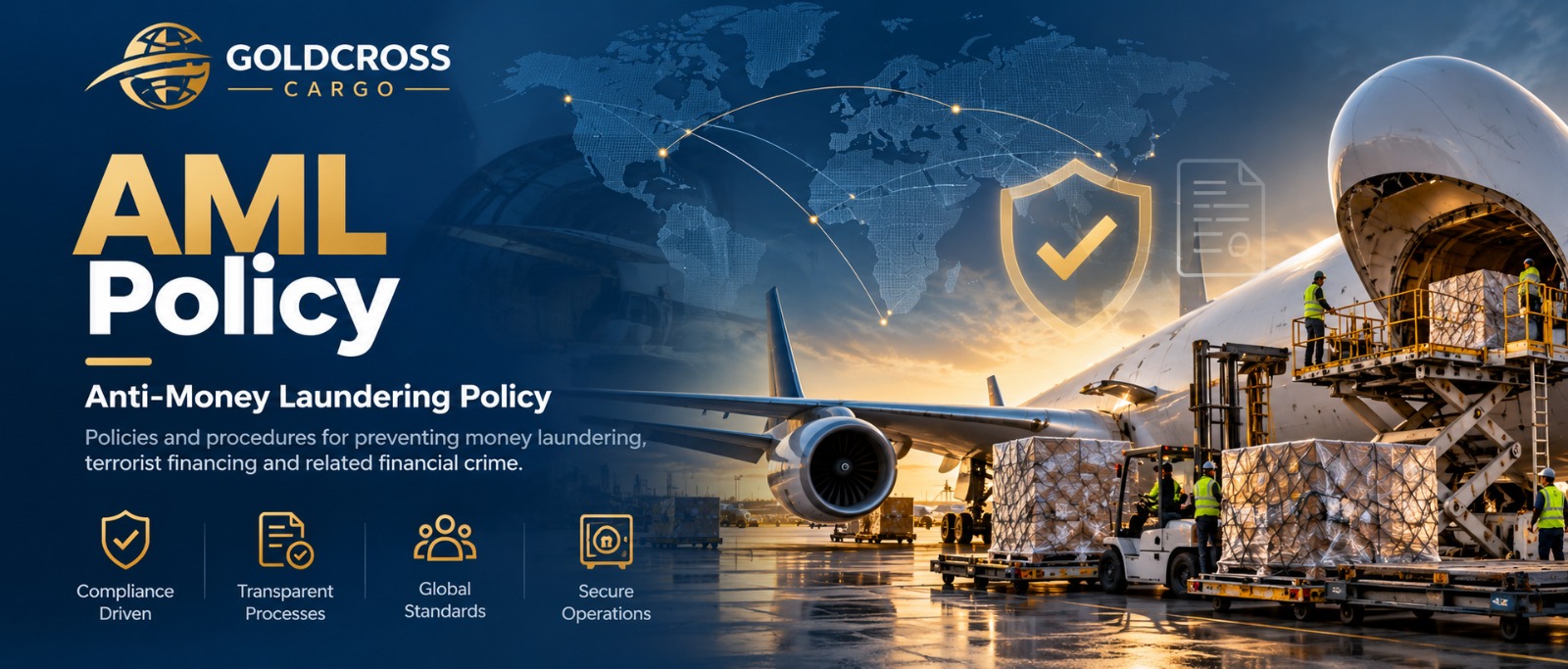Goldcross Cargo AML Policy — Anti-Money Laundering Policy. Policies and procedures for preventing money laundering, terrorist financing and related financial crime.
