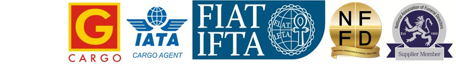 G Cargo, IATA Cargo Agent, FIAT-IFTA, NFFD and National Association of Funeral Directors Supplier Member logos